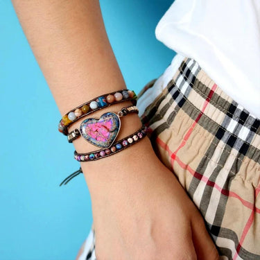 Strawberry Emotional Loving Heart Jasper Wrap Bracelet-Your Soul Place
